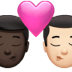 👨🏿‍❤️‍💋‍👨🏻 kiss: man, man, dark skin tone, light skin tone display on Apple